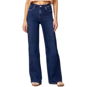 Risen Denim High Rise Wide Leg Flare Dark Wash Blue Jeans Size 3 or 26 Waist